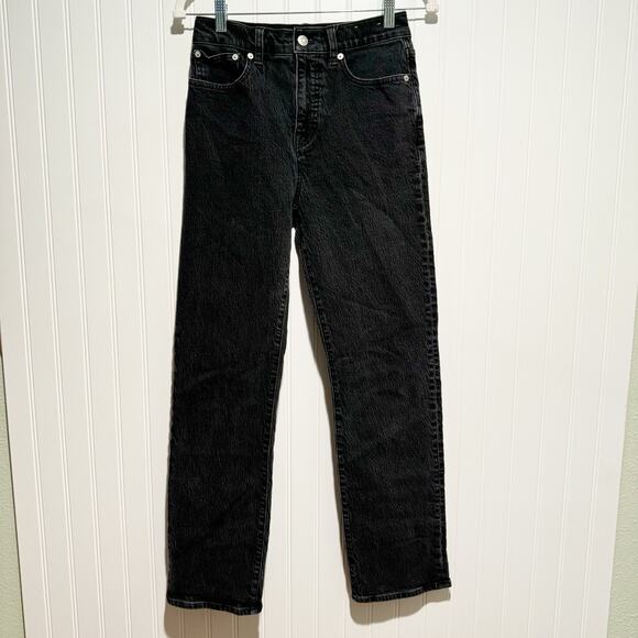 Madewell 90s Straight Leg Jeans Black Denim Size 26 - Picture 2 of 7